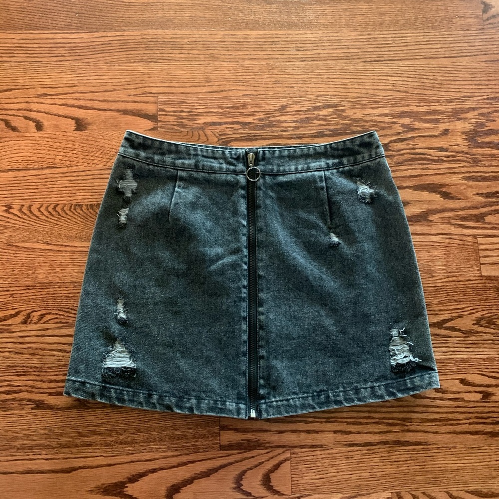 Black zip up jean skirt